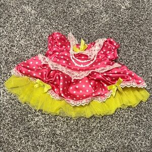 Lalaloopsy Build a Bear Pink Polka Dot Dress with Yellow Tulle like new 2015